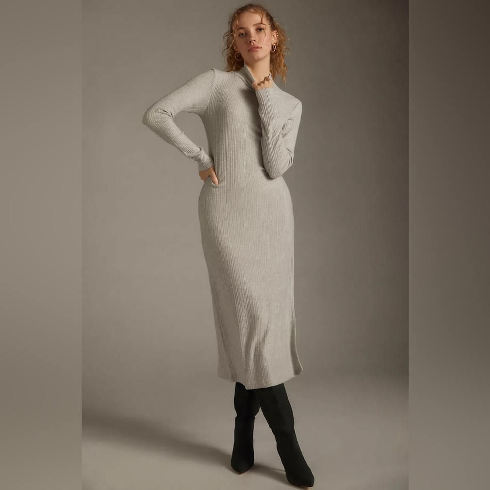 NWT Anthropologie Daily Practice Turtleneck Side-Slit Dress